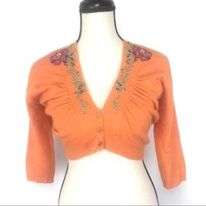 Free People crop embroidery cardigan lambswool!